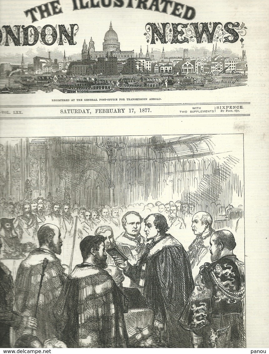 THE ILLUSTRATED LONDON NEWS N.1962 FEBRUARY 17, 1877. ENGRAVINGS CONSTANTINOPLE TURKEY PARLIAMENT BEDUIN ARAB JORDAN - Other & Unclassified