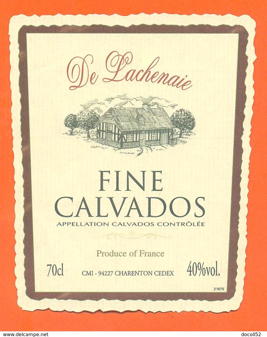 étiquette De Fine Calvados Delachenaie à Charenton - 70 Cl - 40 °/° - Altri & Non Classificati