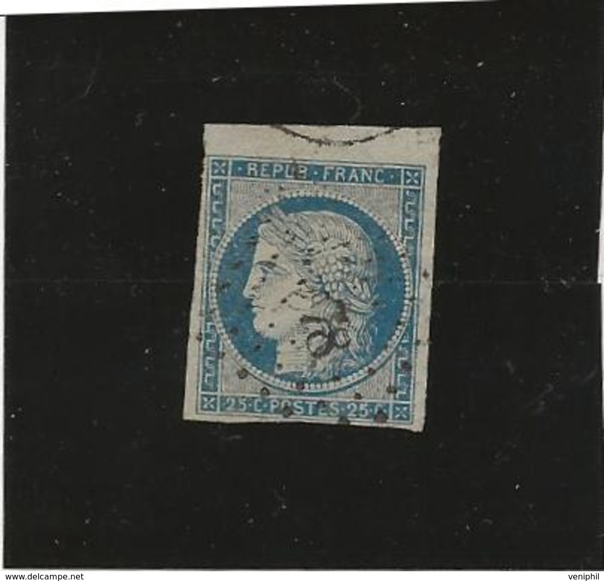 TIMBRE CERES N° 4 -OBLITERE AVEC PETIT BORD DE FEUILLE SUPERIEUR -LEGER AMINCI - COTE: 65 €  ANNEE 1850 - 1849-1850 Ceres