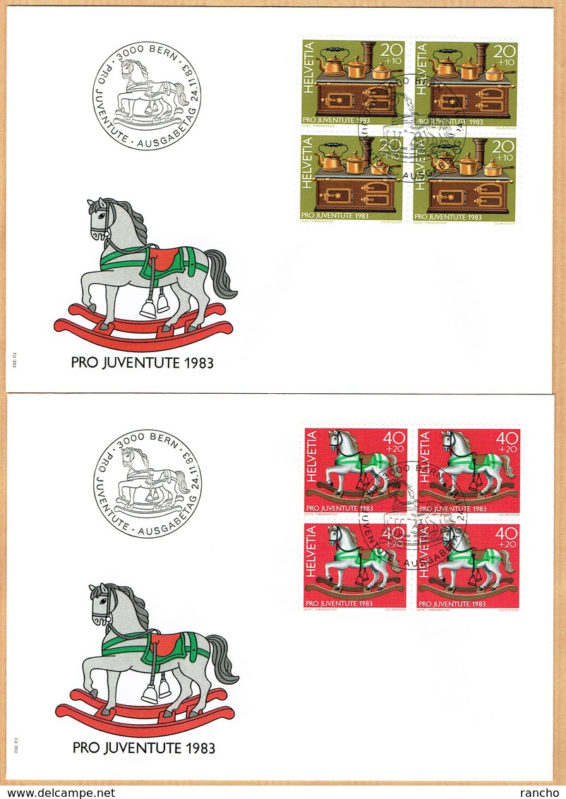 PRO/J. SERIE 4xFDC BLOCS DE 4 OBLITERES 1er/J.1983. C/S.B.K. Nr:J286/J289. Y&TELLIER Nr:1189/1192. MICHEL Nr:1260/1263. - Covers & Documents