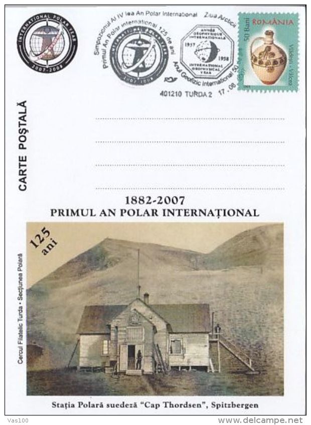 INTERNATIONAL POLAR YEAR, CAP THORDSEN ARCTIC STATION, SPECIAL POSTCARD, 2007, ROMANIA - International Polar Year