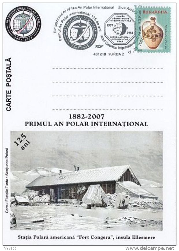 INTERNATIONAL POLAR YEAR, FORT CONGERA ARCTIC STATION, SPECIAL POSTCARD, 2007, ROMANIA - International Polar Year