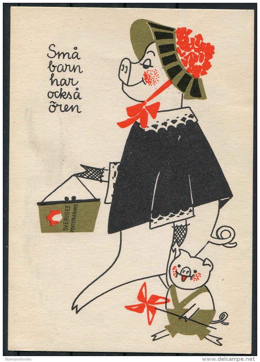 1962 Sweden Stockholm Barnens Dag Postcard. Bird Pig - Covers & Documents