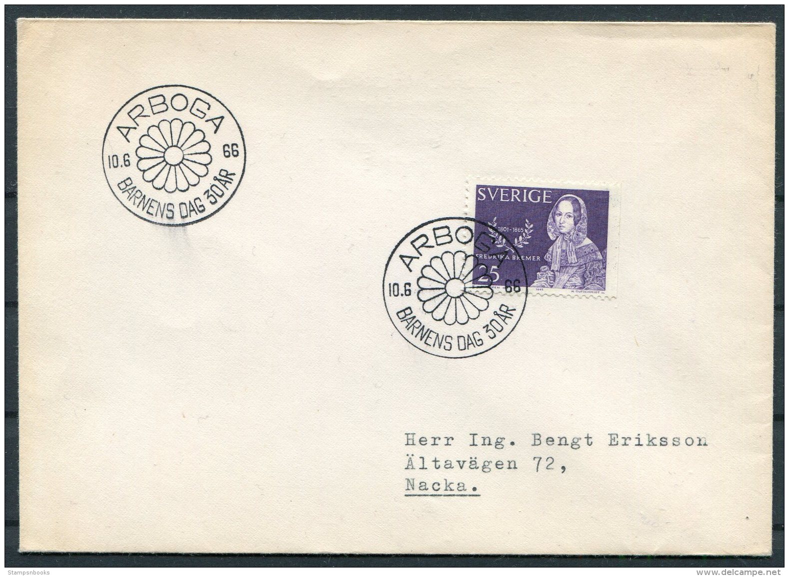 1966 Sweden Arboga Barnens Dag Cover. Bremer - Covers & Documents