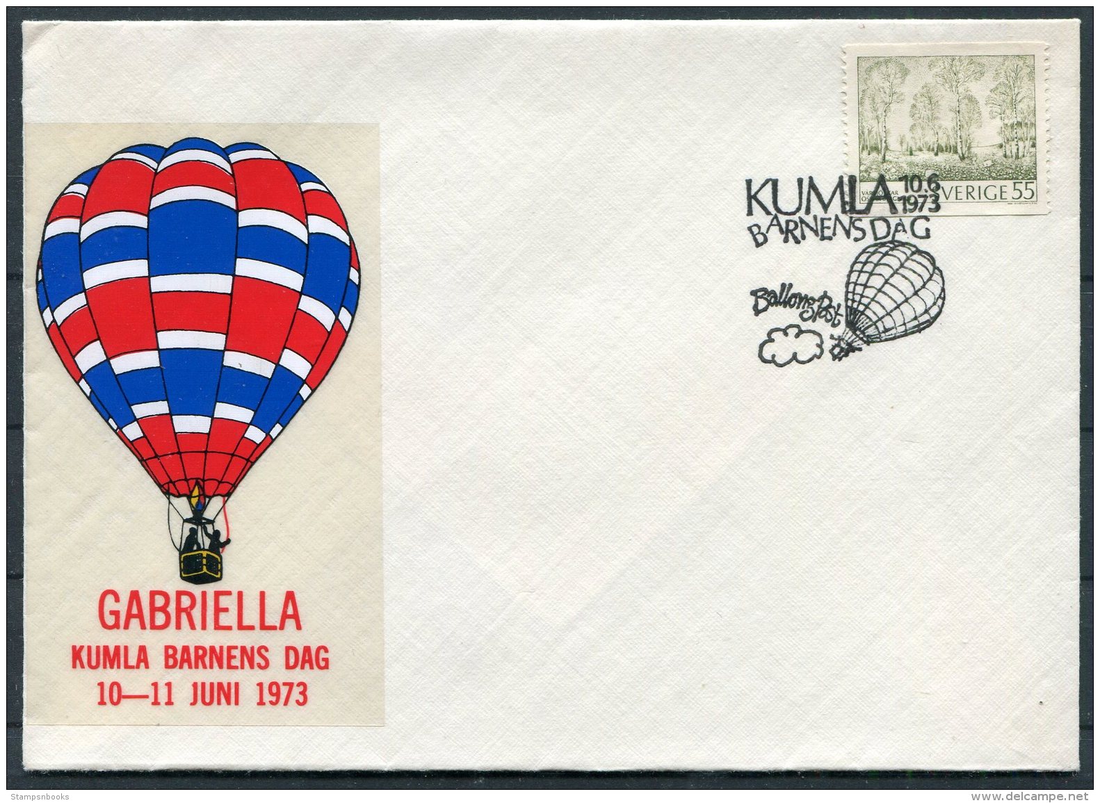 1973 Sweden Barnens Dag Kumla Ballongpost Ballon Cover - Covers & Documents