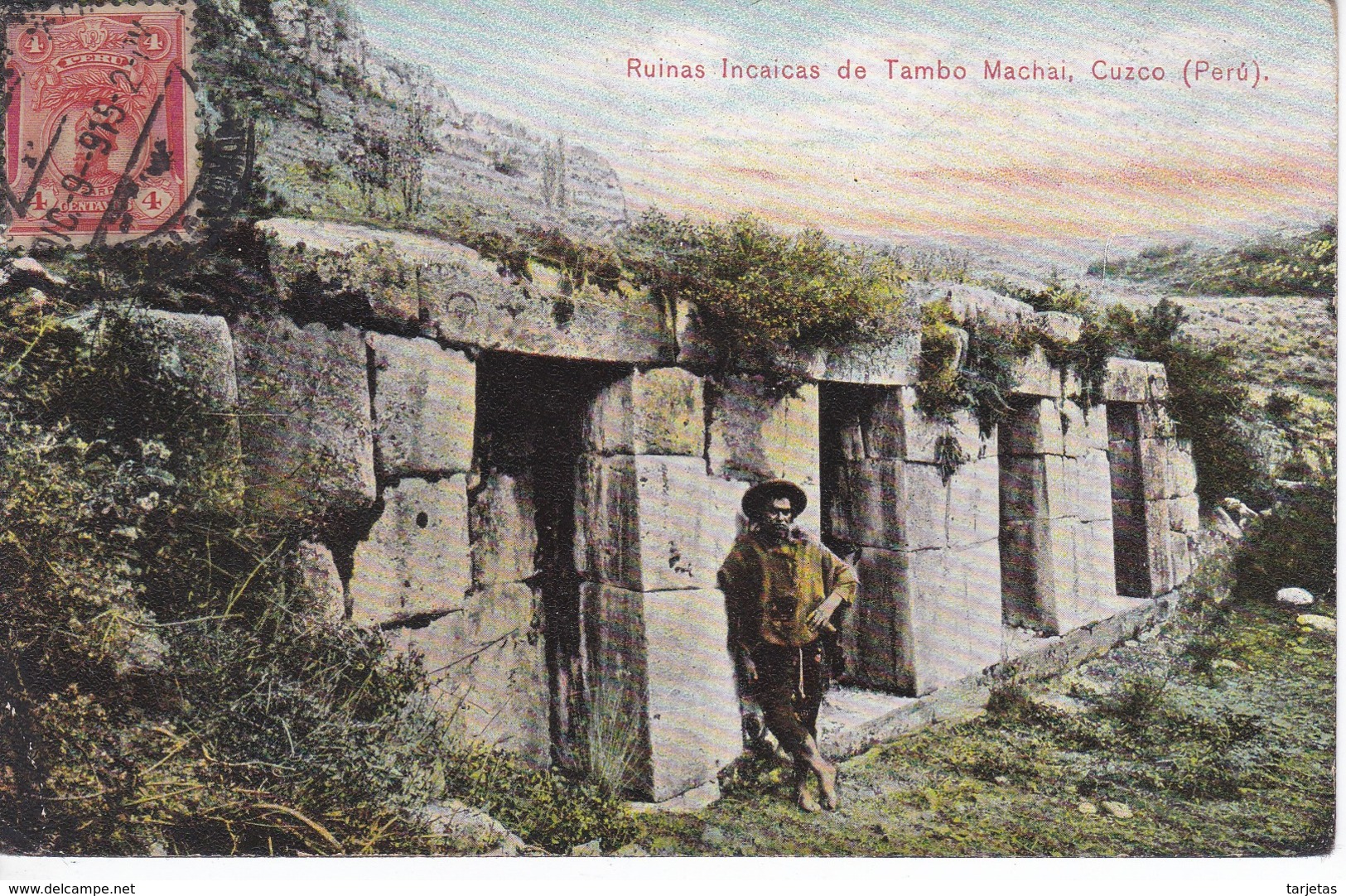 POSTAL DE CUZCO DE LAS RUINAS INCAICAS DE TAMBO MACHAI DEL AÑO 1915 (PERU) (E.POLACH SCHNEIDER) - Perú