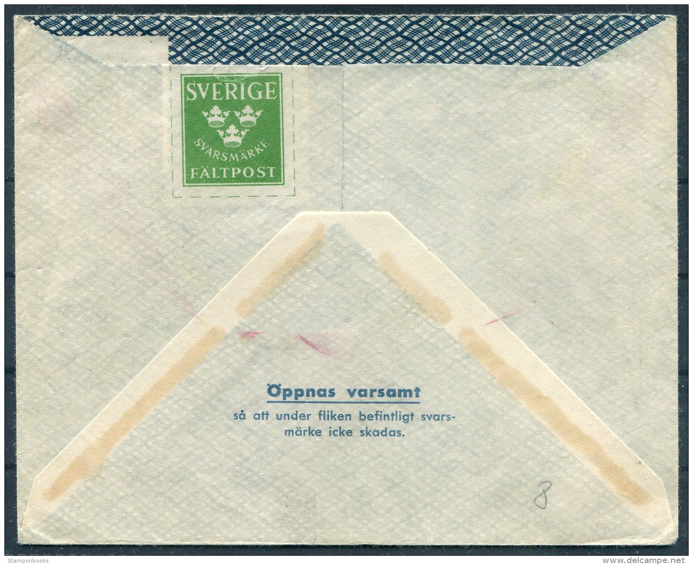 1944 Sweden Militarbrev Fieldpost Stationery Cover. Faltpost 107 - Militärmarken