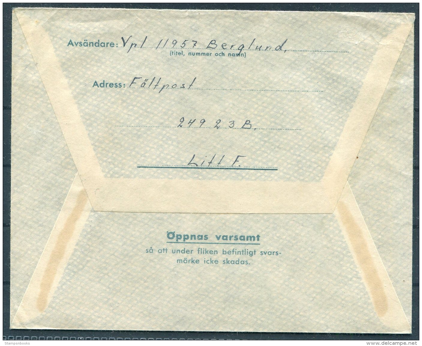 1942 Sweden Militarbrev Fieldpost Stationery Cover. Faltpost 141 - Militärmarken