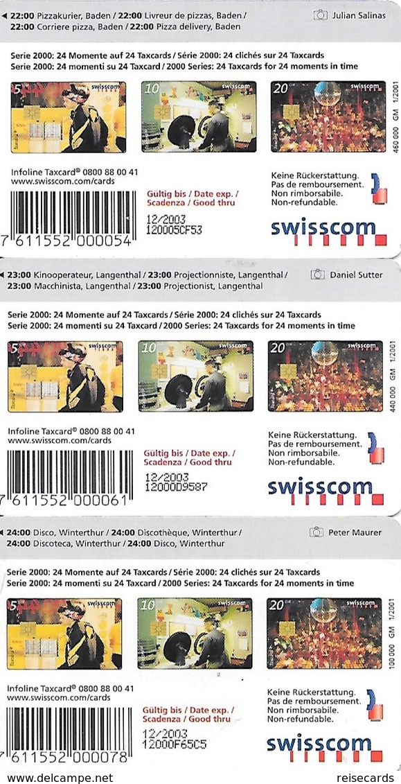 Swisscom: CP88-90 24 Momente Auf 24 Taxcards, 22.00 - 24.00 Uhr - Switzerland