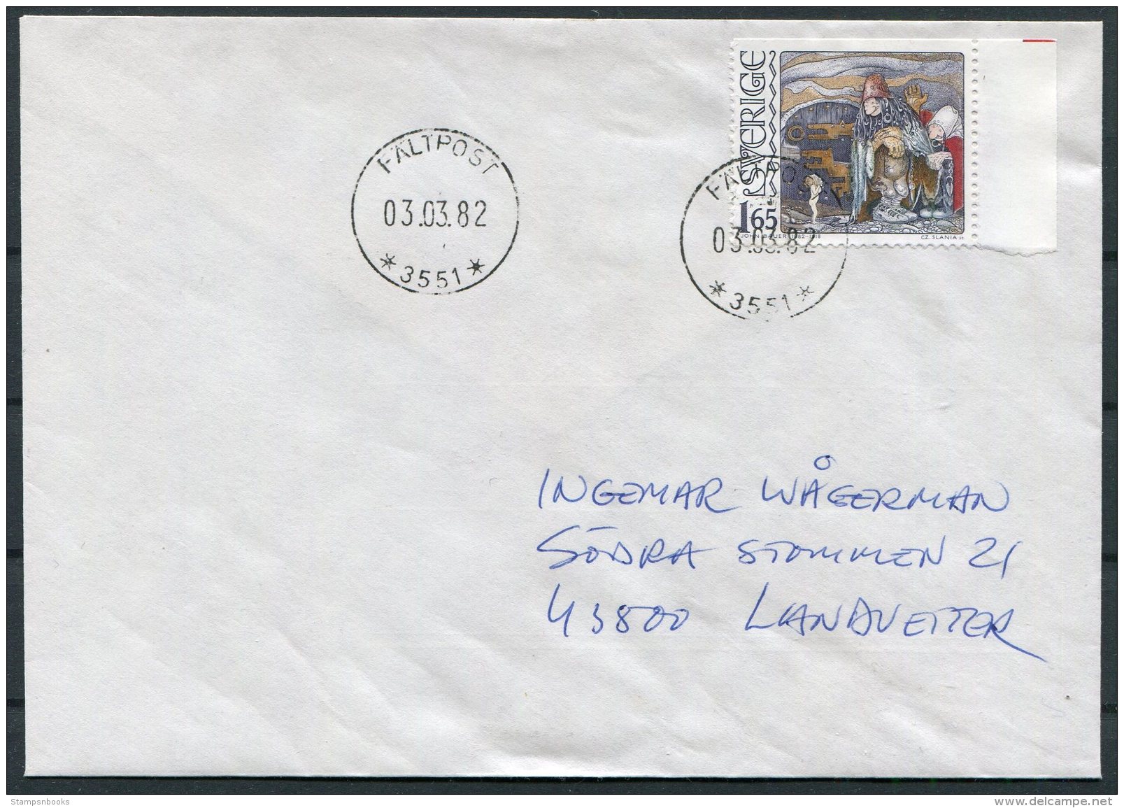 1982 Sweden Fieldpost Faltpost 3551 Cover. Slania - Militaires