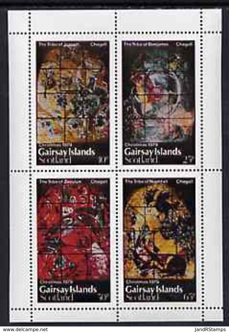 Gairsay 1979 Christmas (Chagall Stained Glass Windows) Perf  Set Of 4 Values (10p To 65p) U/m JUDAICA - Local Issues