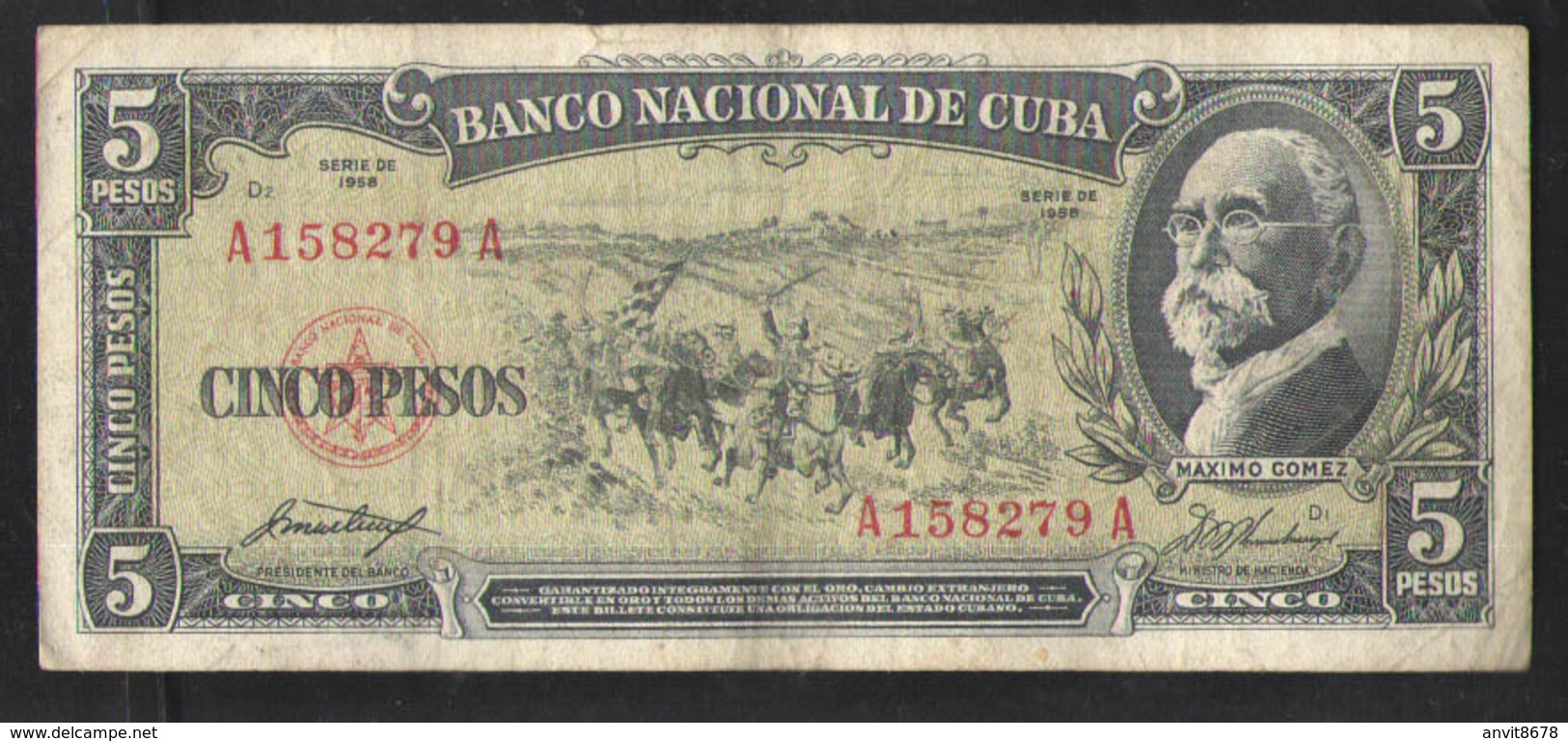 КУБА  5  ПЕСО  1958 - Cuba