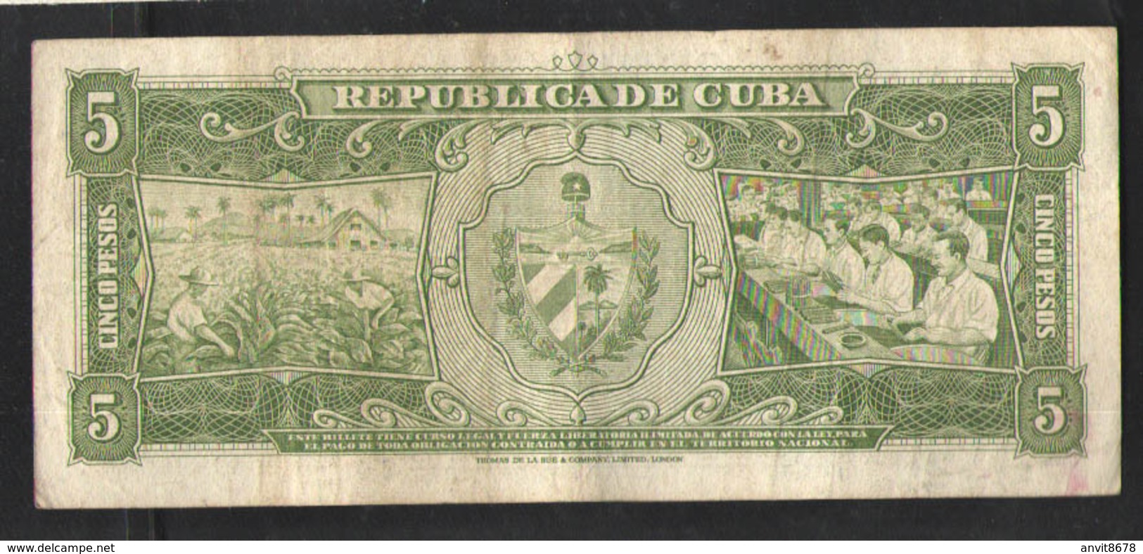 КУБА  5  ПЕСО  1958 - Cuba