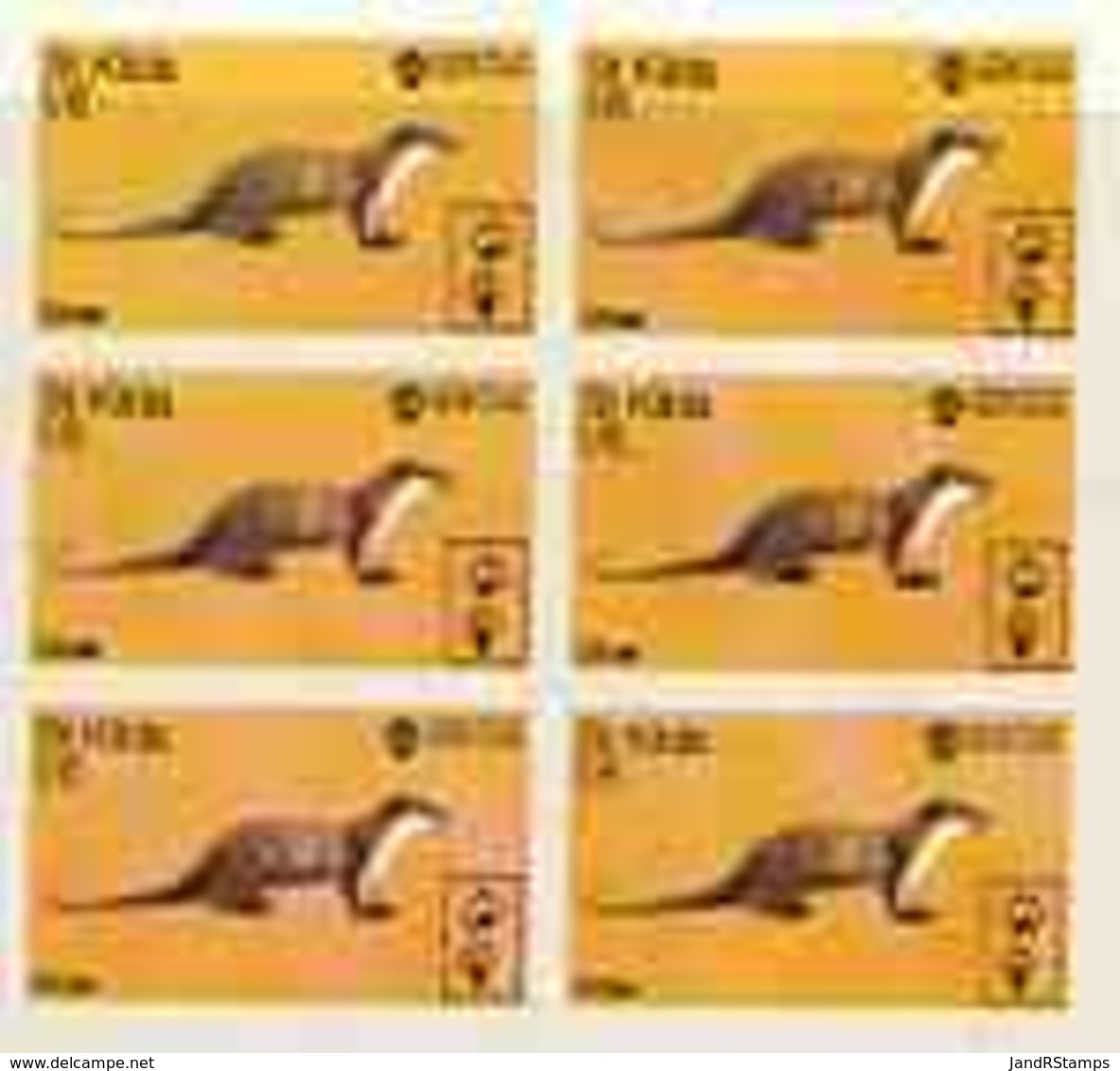 St Kilda 1970 Otter 1s6d Complete Imperf Sheetlet Of 6 (from Wildlife Set) U/m ANIMALS - Ortsausgaben