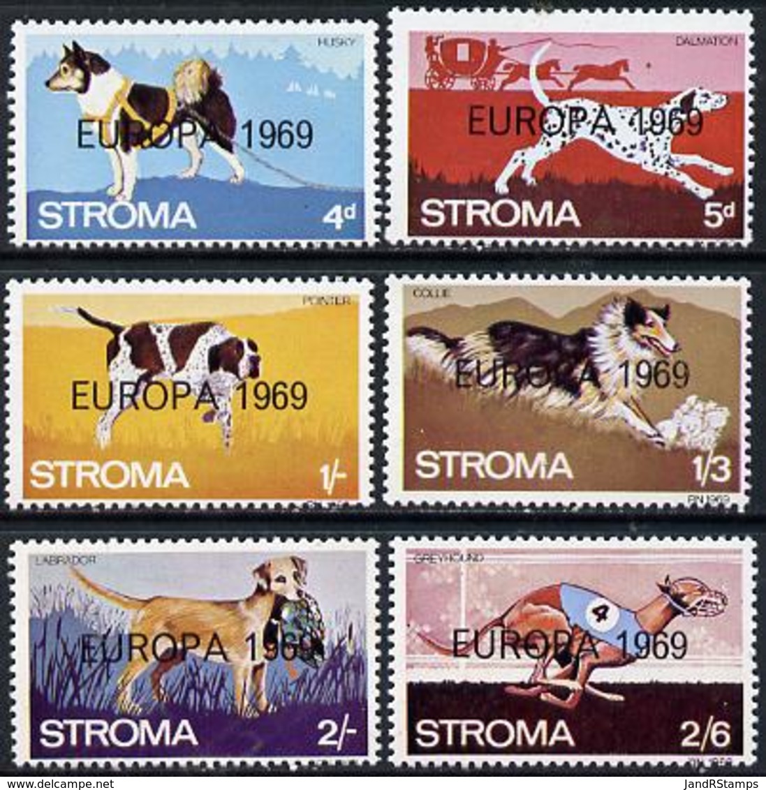 Stroma 1969 Dogs Perf Set ANIMALS DOGS EUROPA LABRADOR DALMATION GREYHOUND POINTER COLLIE HUSKY U/M - Local Issues
