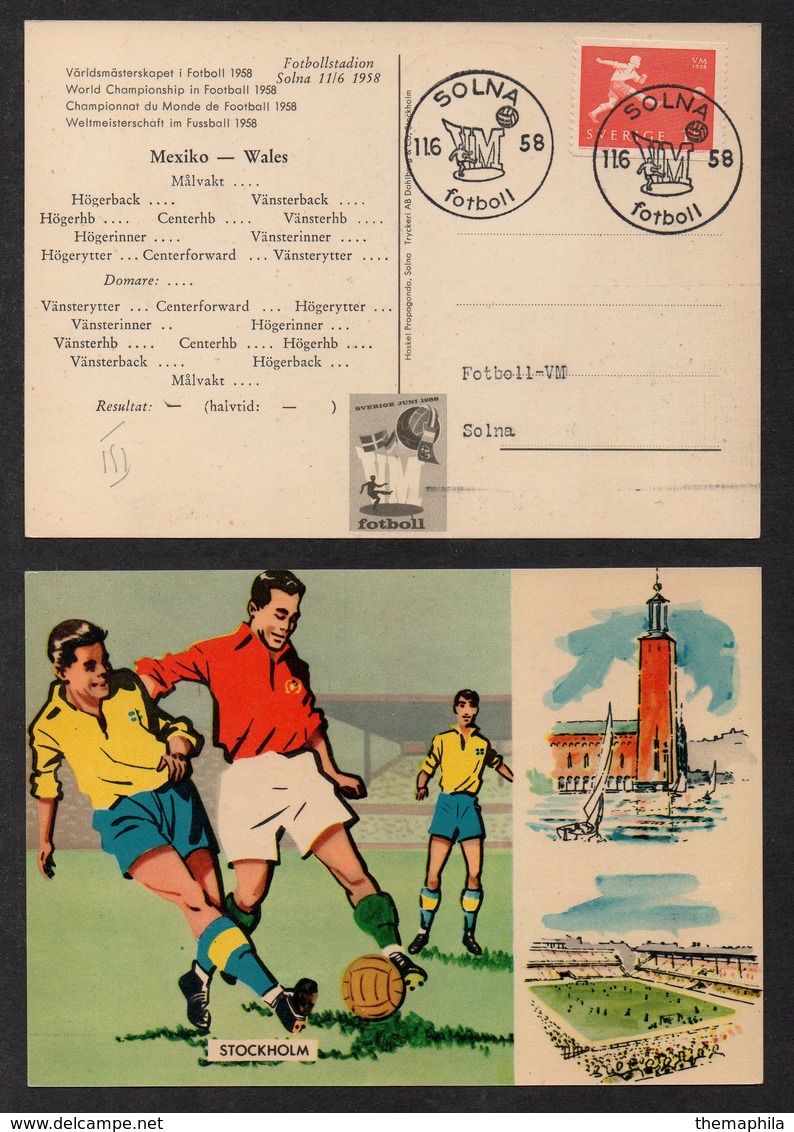 FOOTBALL - SOCCER - COUPE DU MONDE/ 1958 SUEDE CARTE ILLUSTREE - MEXICO Vs WALES (ref LE2505) - 1958 – Schweden