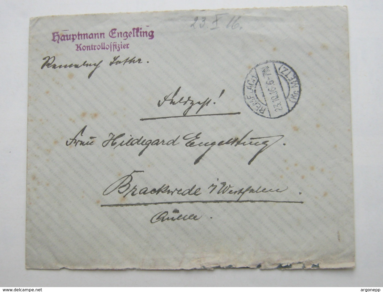 1916 , REMELACH ,  Lettre   Militaire Allemagne - Other & Unclassified