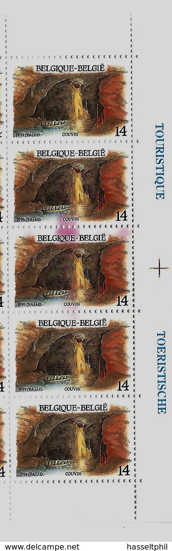 BELGIE-BELGIQUE 2410 Curiositeit - Rode Veeg Over 3 Zegels - In Volledig Vel - Autres & Non Classés