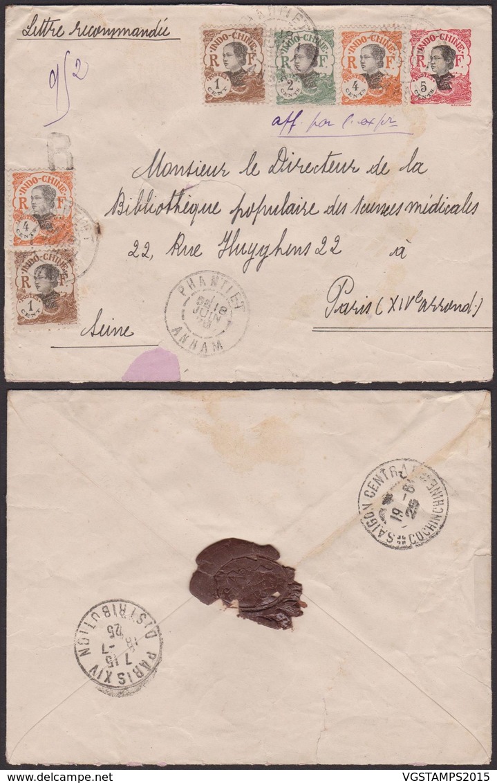 Indochine 1925 - Entier Postal De Phan Tiêt Vers Paris (5G22578) DC0026 - Covers & Documents