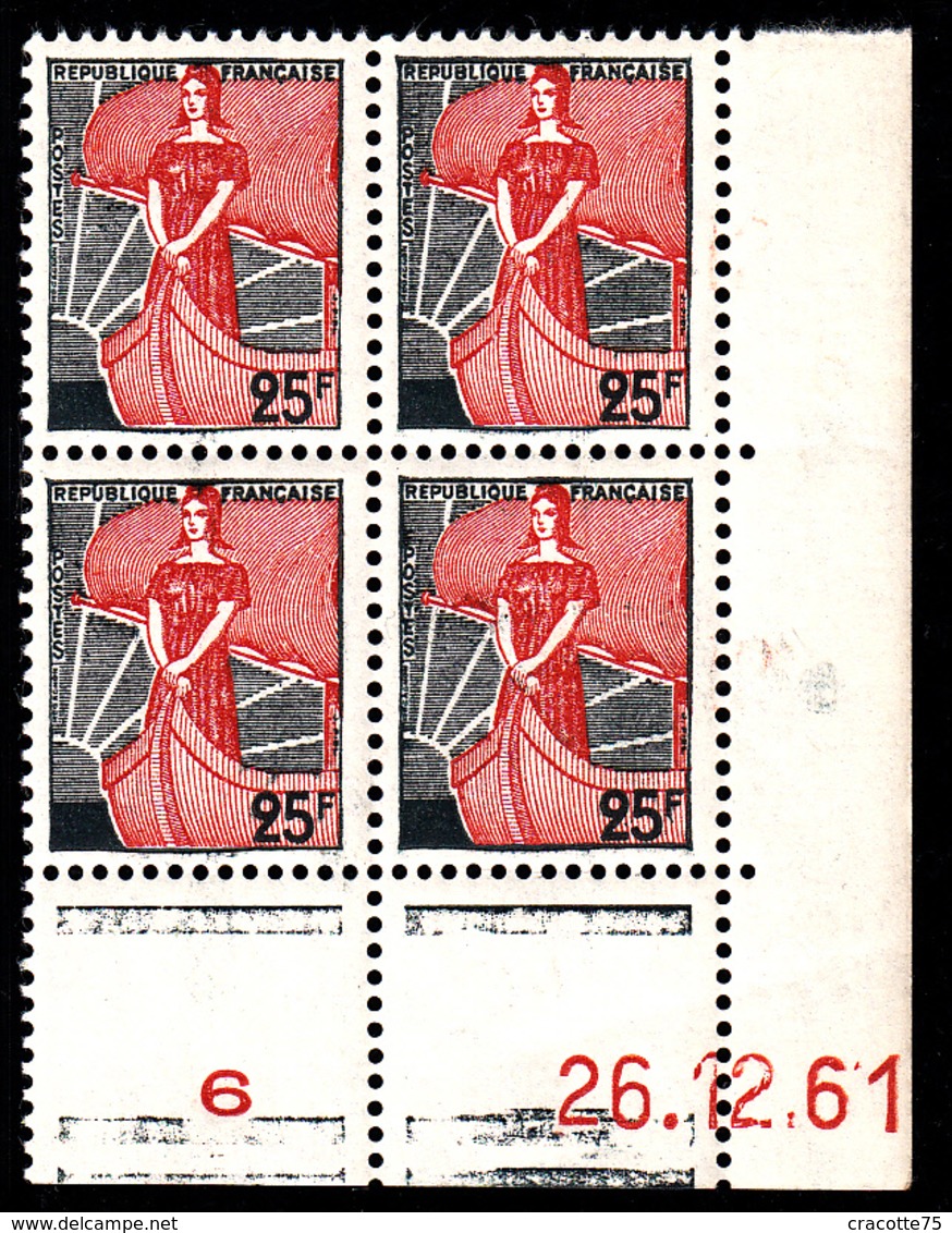 FRANCE - N°1216** - 25F MARIANNE A LA NEF - COIN DATE DU 26.12.61 - RARE. - 1960-1969