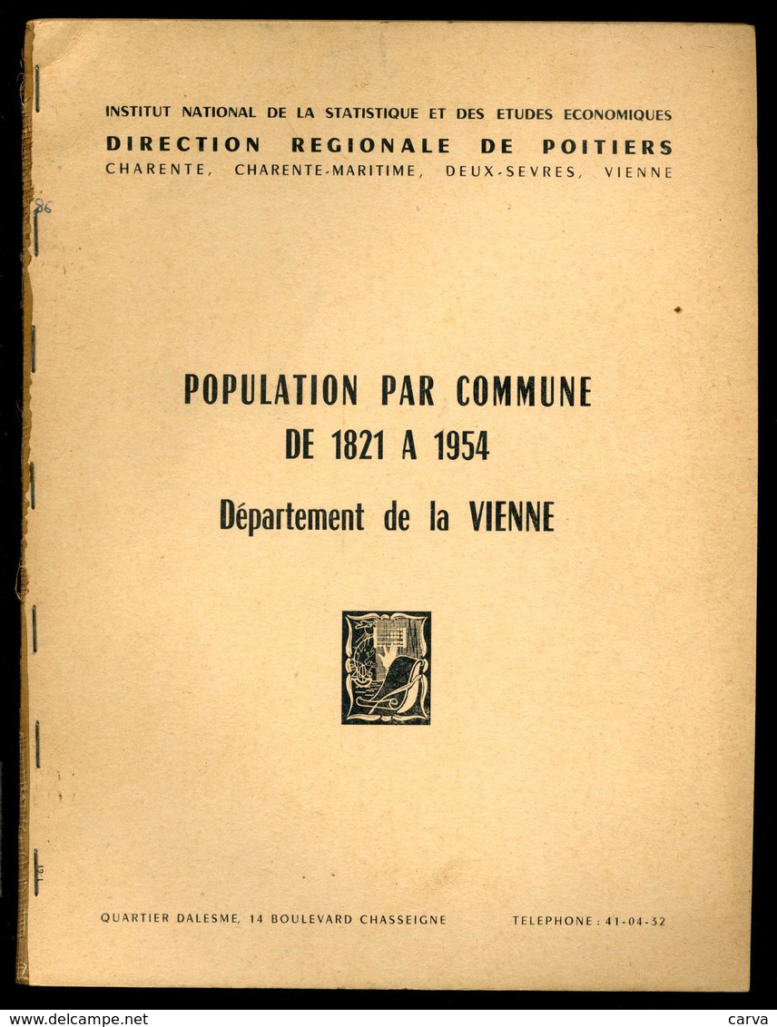 Population Par Commune De 1821  à 1954 Département De La Vienne - Poitou-Charentes