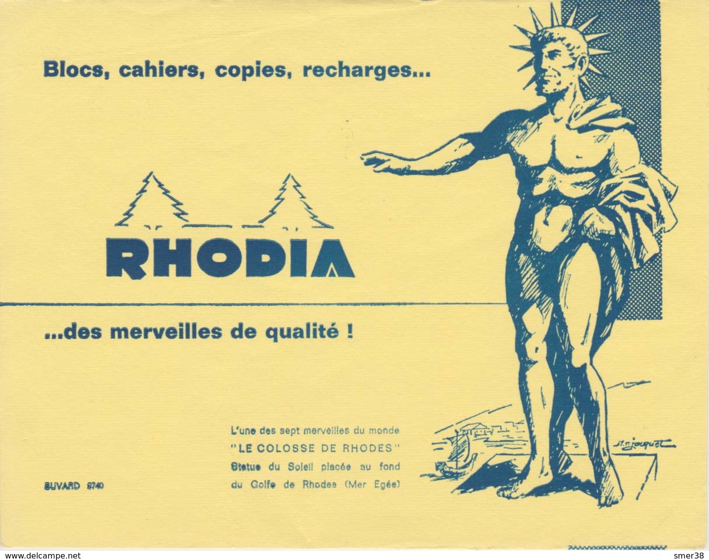 Buvard - RHODIA - Le Colosse De Rhodes - Papeterie