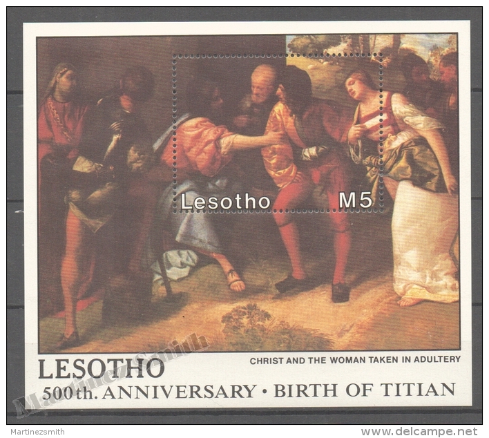 Lesotho 1988 Yvert BF 62, Christmas, 500th Ann. Birth Paintor Titien (II) - Miniature Sheet - MNH - Lesotho (1966-...)