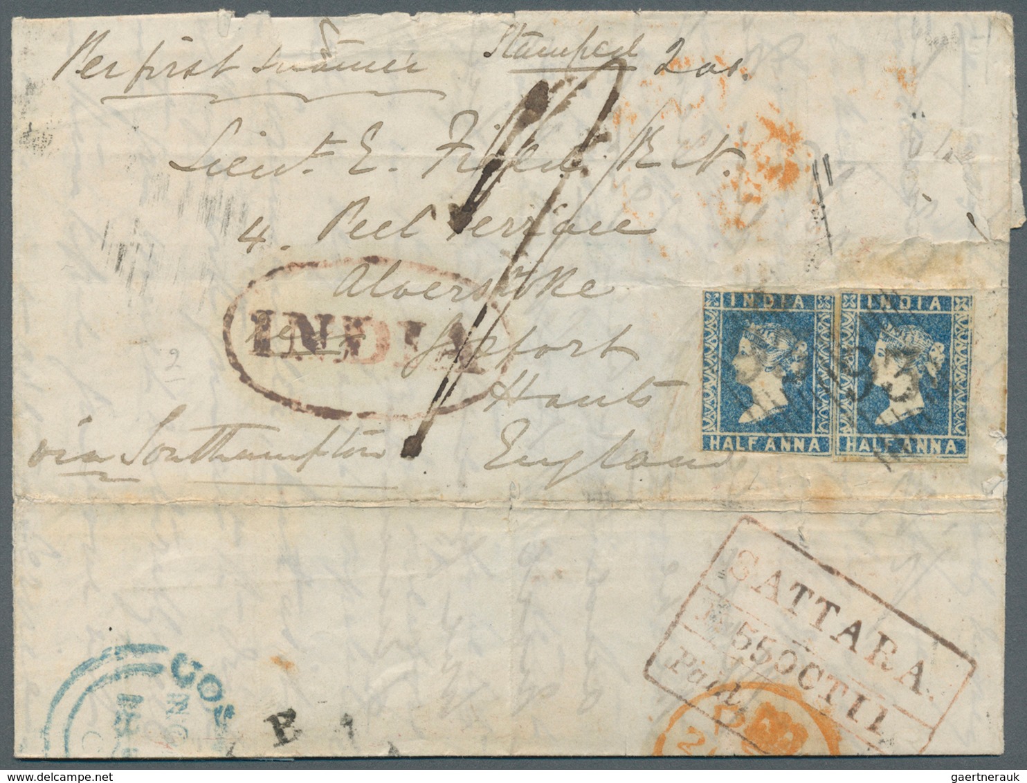 Indien: 1836-1855: Five Covers From India To England Or Vice Versa, With 1836 Letter To Bombay Beari - 1852 Sind Province