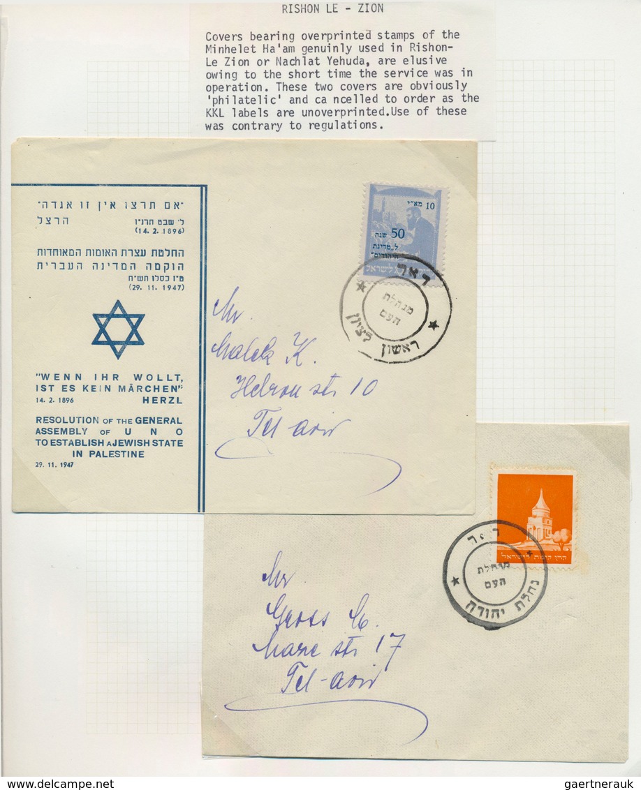 Israel: From 1948 On. INTERIM PERIOD. Big Lot Containing About 98 Semi-official Stamp Issues, Inclus - Lettres & Documents