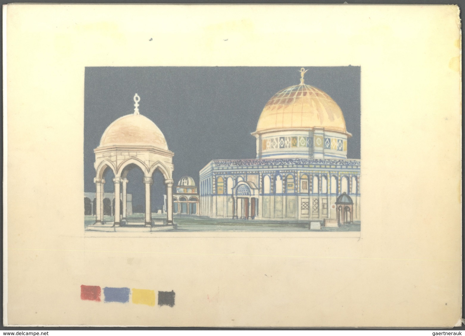 Jemen - Königreich: 1970s, (+ Egypt). Collection of 16 artist's drawings showing some buildings belo