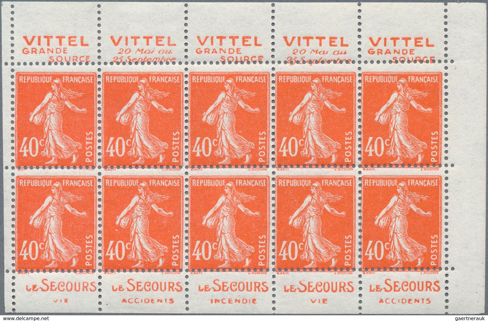 Frankreich - Markenheftchen: 1920s, Semeuse Camee 5c. Yellow, 5c. Green, 30c. Blue, 30c. Red, 40c. O - Otros & Sin Clasificación