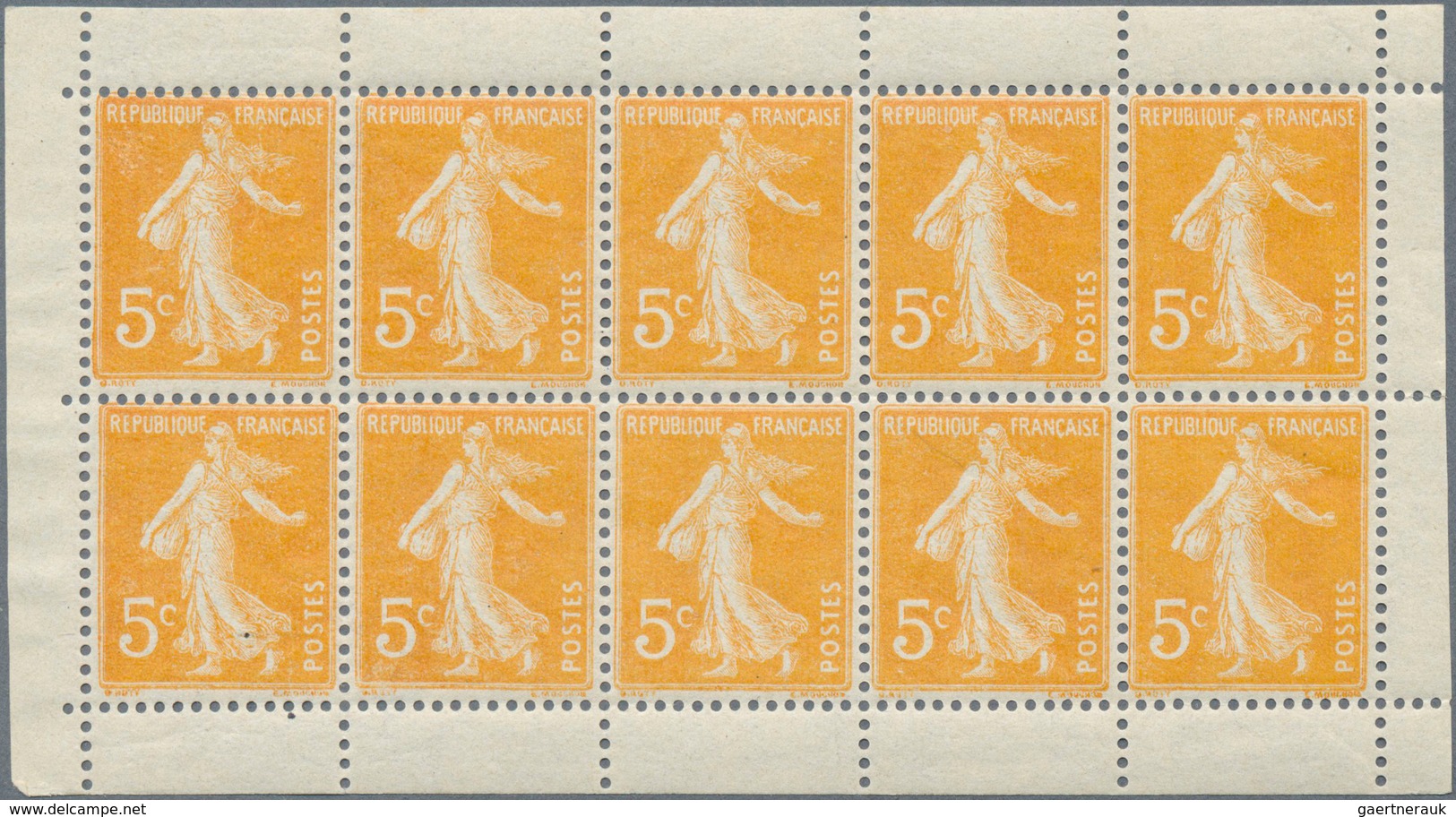 Frankreich - Markenheftchen: 1920s, Semeuse Camee 5c. Yellow, 5c. Green, 30c. Blue, 30c. Red, 40c. O - Autres & Non Classés