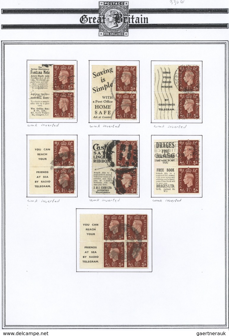 Großbritannien - Zusammendrucke: 1912/1926, Great Britain. 1½d Advertising Panes, Different Issues I - Other & Unclassified