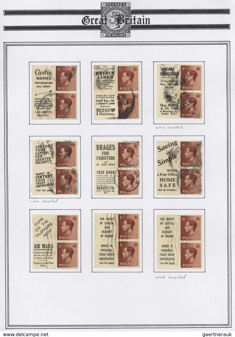 Großbritannien - Zusammendrucke: 1912/1926, Great Britain. 1½d advertising panes, different issues i