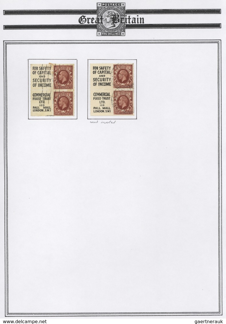 Großbritannien - Zusammendrucke: 1912/1926, Great Britain. 1½d advertising panes, different issues i