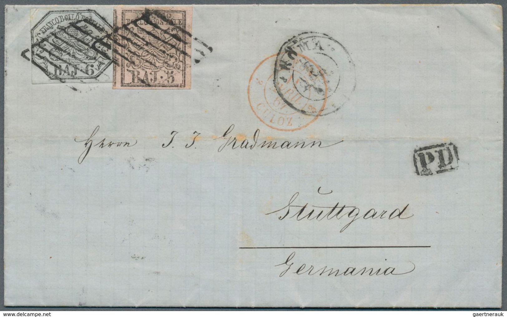 Italien - Altitalienische Staaten: Kirchenstaat: 1862. Letter With Named Franking From "Rome" To Stu - Papal States