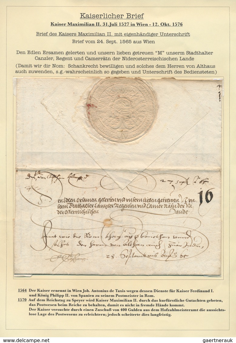 Altdeutschland - Vorphila: 1565/1806, KAISERLICHE REICHSPOST IM HEILIGEN RÖMISCHEN REICH DEUTSCHER N - Préphilatélie