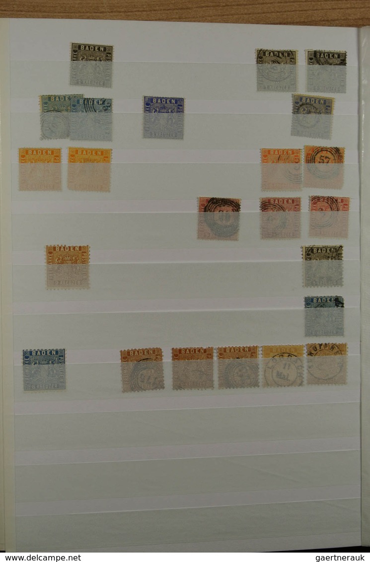 Altdeutschland: Stockbook With Various Material Of Baden And Bavaria, Including Better Stamps Like ( - Verzamelingen