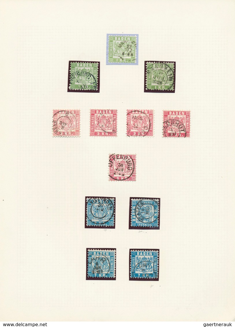 Baden - Marken und Briefe: 1851/1867, gestempelte Sammlung von 134 Marken sauber auf Blanko-Blättern