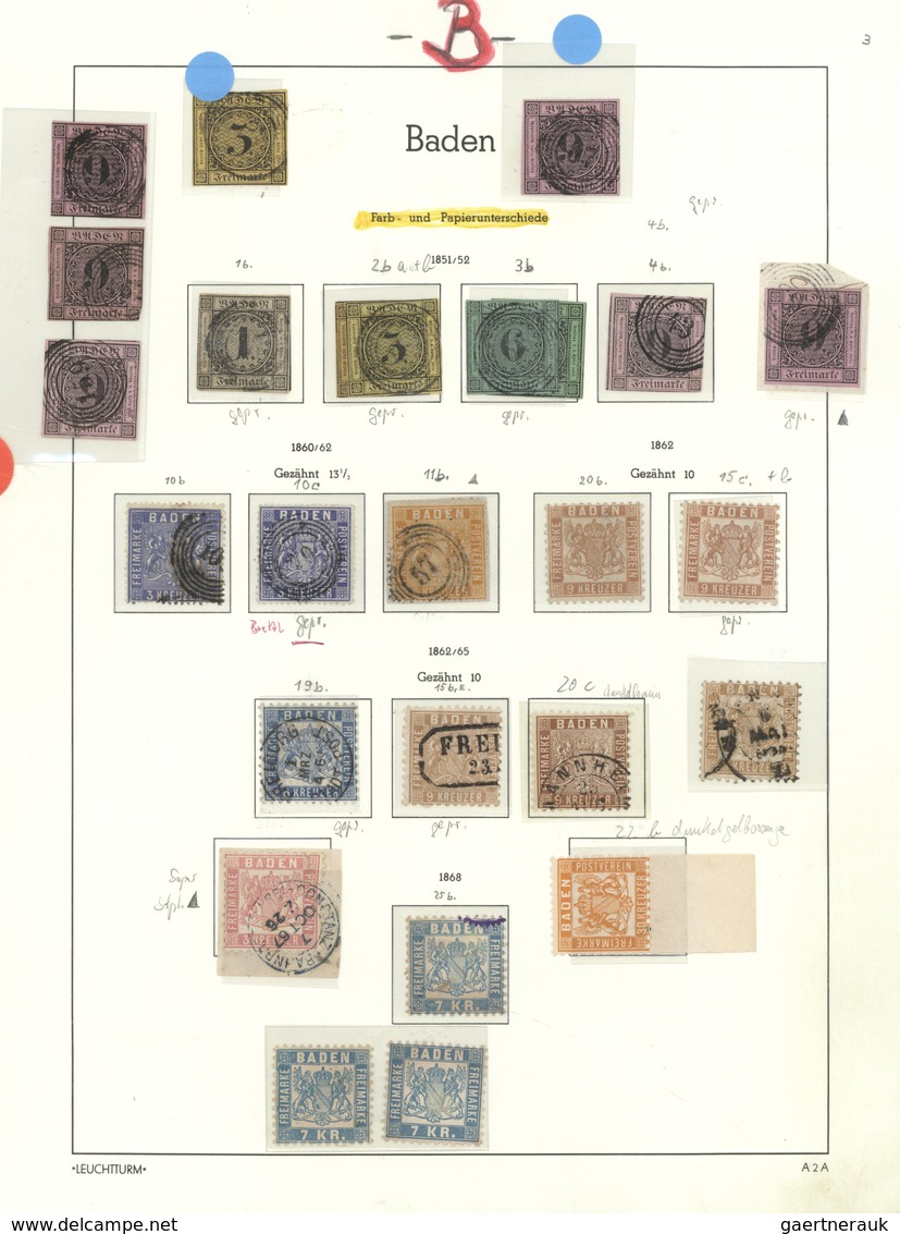 Baden - Marken Und Briefe: 1851/1868, Meist Gestempelte Und Teils Auch Etwa Ungebrauchte Sammlung Au - Otros & Sin Clasificación