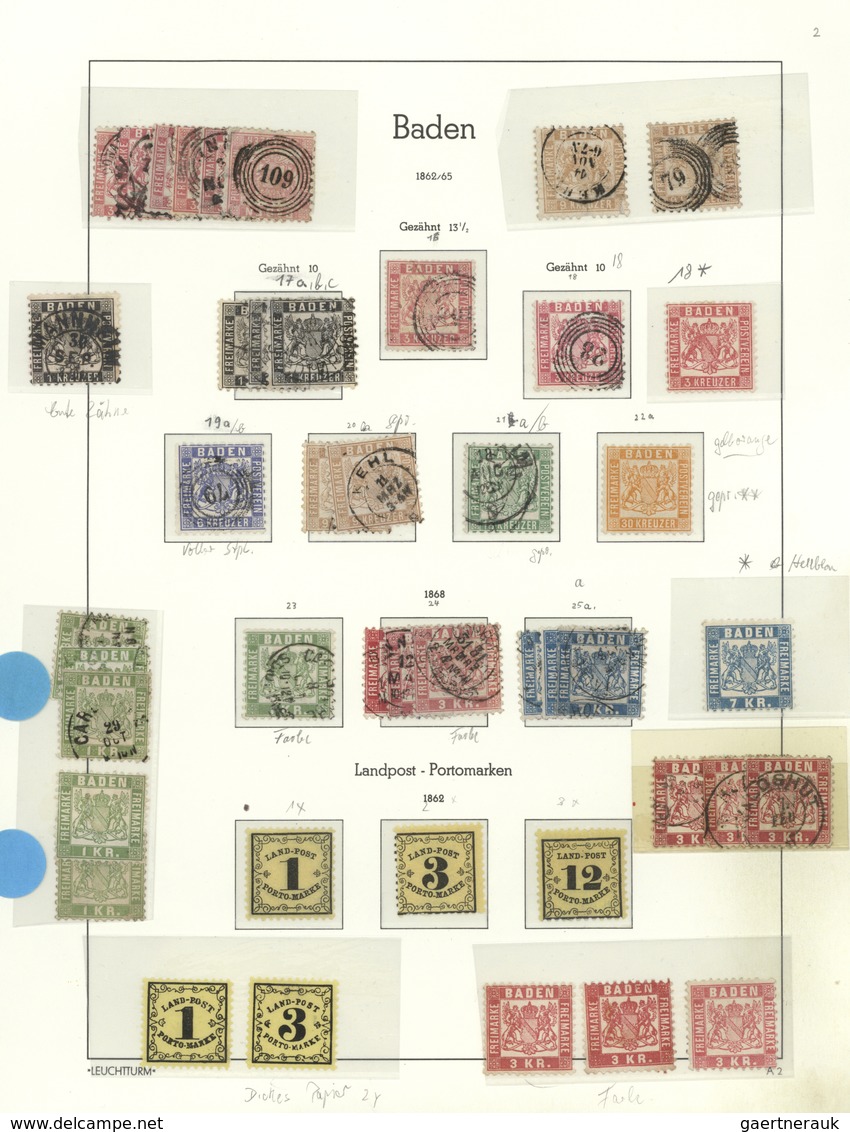 Baden - Marken Und Briefe: 1851/1868, Meist Gestempelte Und Teils Auch Etwa Ungebrauchte Sammlung Au - Otros & Sin Clasificación