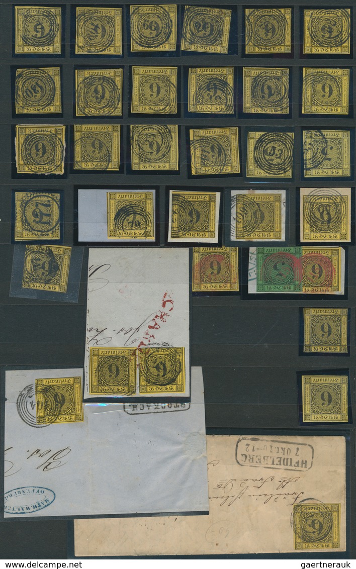 Baden - Marken Und Briefe: 1851/67, Umfangreicher Posten Von Fast Fünfzig Großen Steckkarten (meist - Altri & Non Classificati