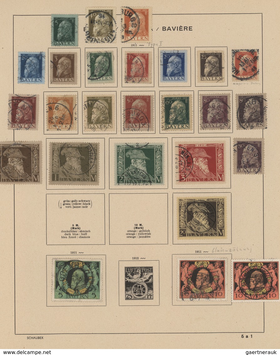 Bayern - Marken Und Briefe: 1849/1920, Saubere Gestempelte Sammlung Auf Alten Schaubek-Vordrucken, D - Sonstige & Ohne Zuordnung