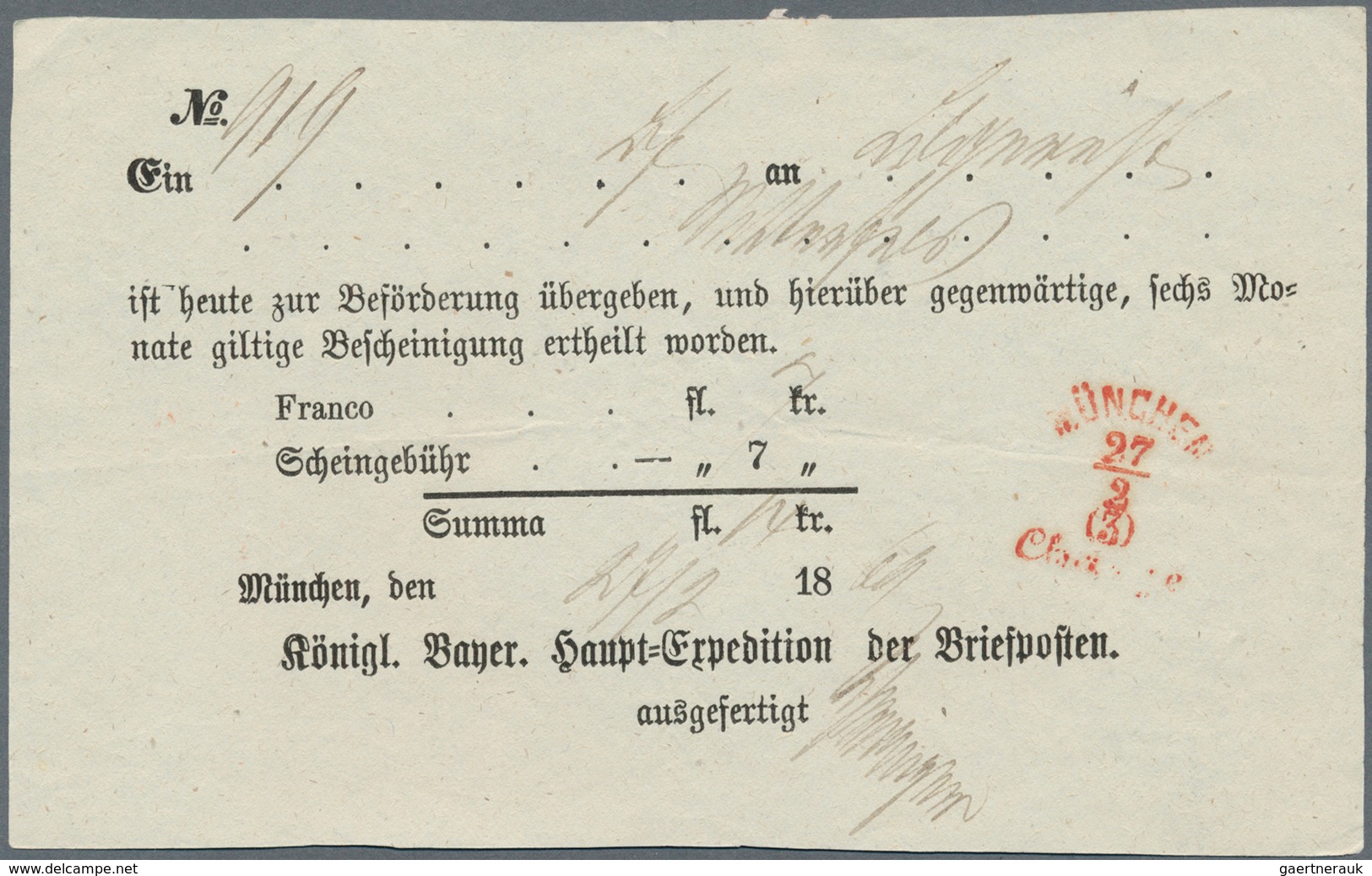 Bayern - Marken und Briefe: 1850-1870, Partie mit über 100 Briefen, Postscheinen und Belegen, zumeis