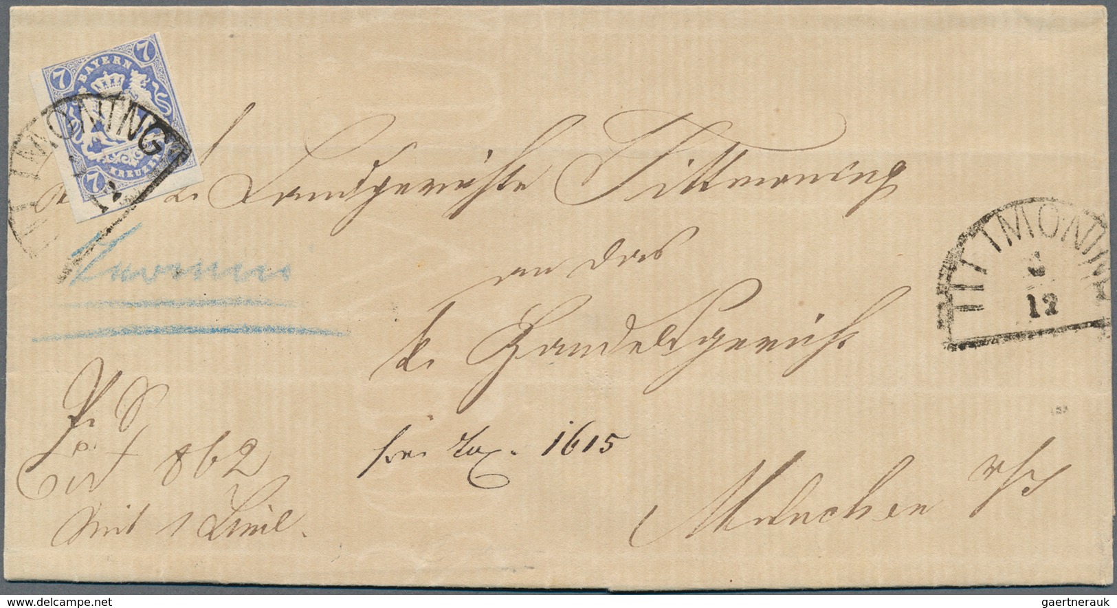 Bayern - Marken und Briefe: 1850-1870, Partie mit über 100 Briefen, Postscheinen und Belegen, zumeis