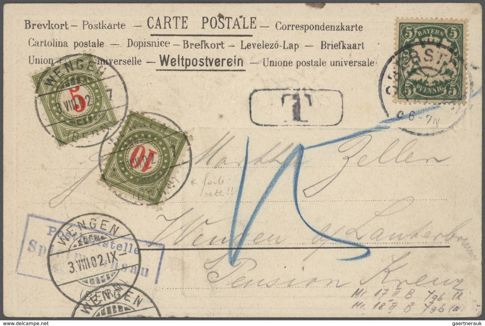 Bayern - Marken und Briefe: 1875/1920 Schöner Posten von 37 un(ter)frankierten Bayern-Belegen mit NA