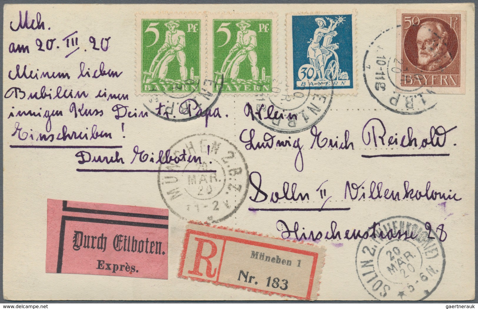 Bayern - Marken Und Briefe: 1875-1920, Toller Posten Mit über 400 Briefen Und Belegen, Dabei Einschr - Other & Unclassified