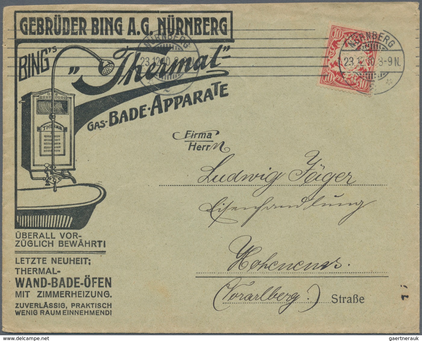 Bayern - Marken Und Briefe: 1897/1920, FIRMENLOCHUNGEN, Partie Mit 12 Belegen Von Wappen Bis Ludwig, - Autres & Non Classés