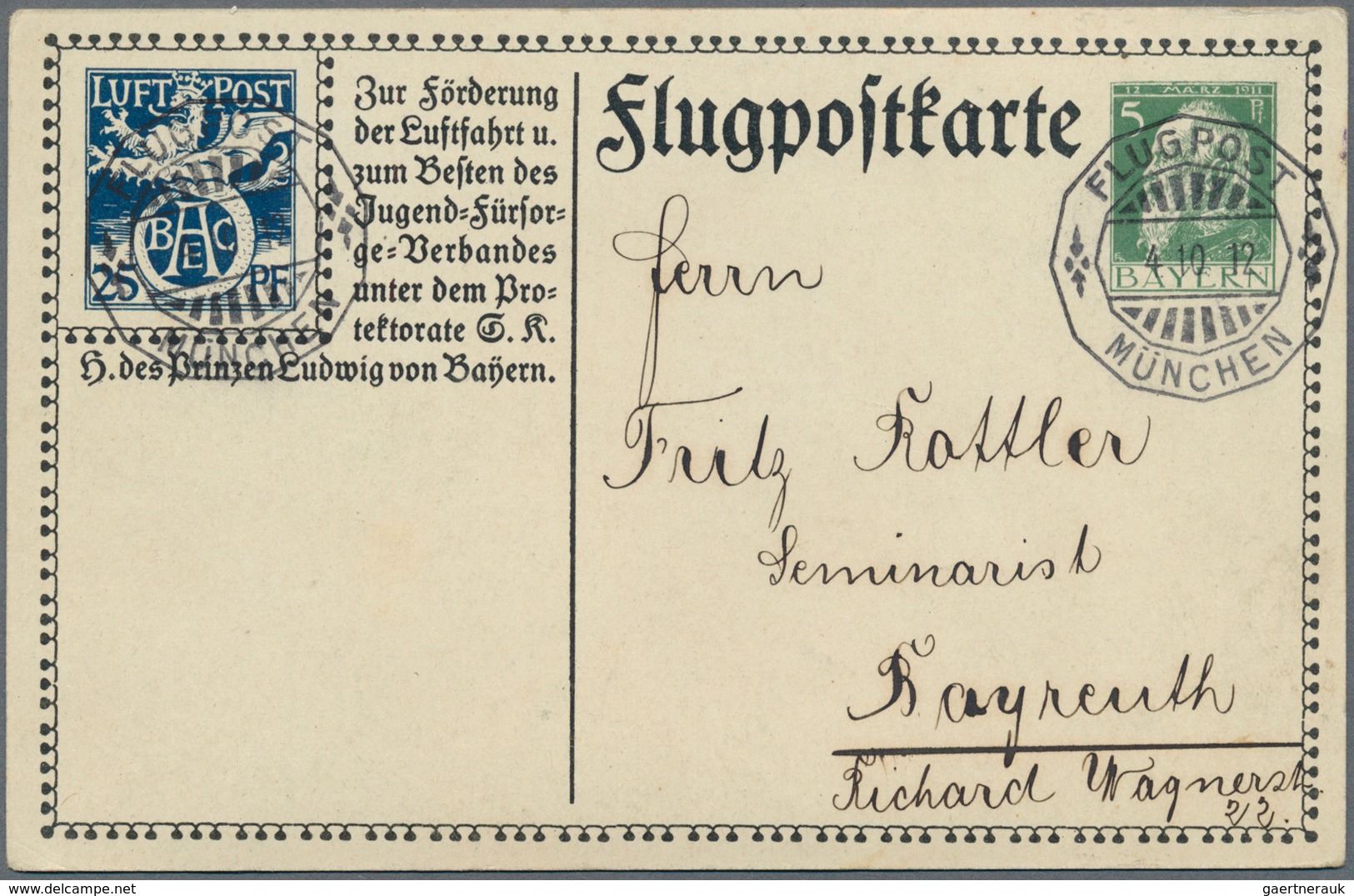 Bayern - Marken Und Briefe: 1912-1922, Flugpost München / Nürnberg, 12 Briefe, Ganzsachen Und Belege - Autres & Non Classés