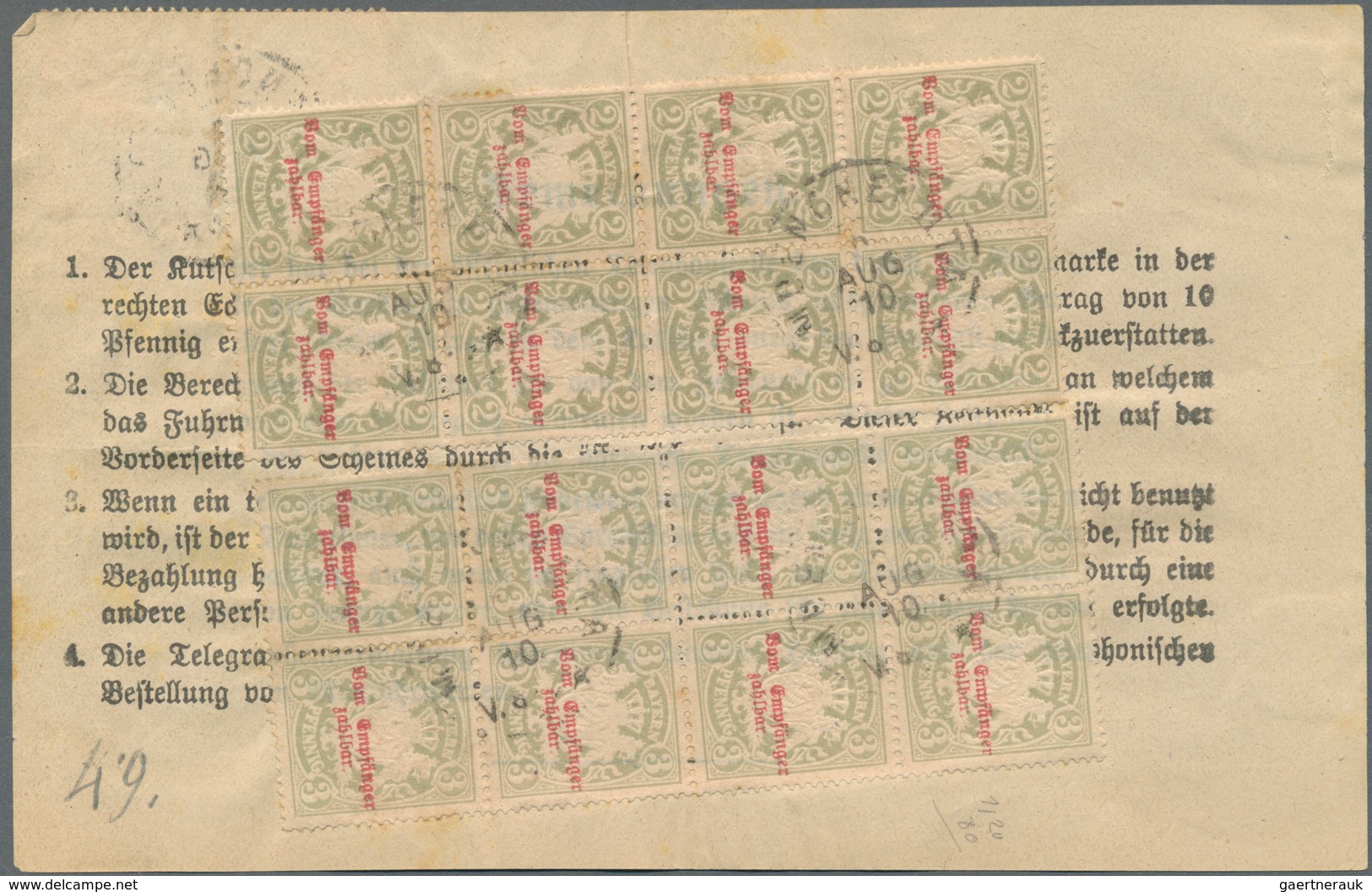 Bayern - Portomarken: 1910, Partie Von Ca. 29 Formularen "Telephonische Bestellung Von Mietfuhrwerke - Autres & Non Classés